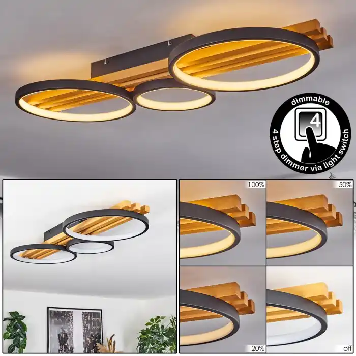 Betrouwbaar Rodekro Plafondlamp LED Natuurlijke kleuren, Zwart, 1-licht