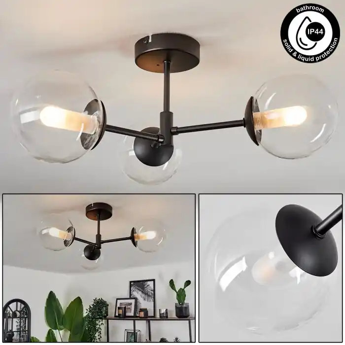 Seizoensaanbieding Yucao Plafondlamp Zwart, 3-lichts