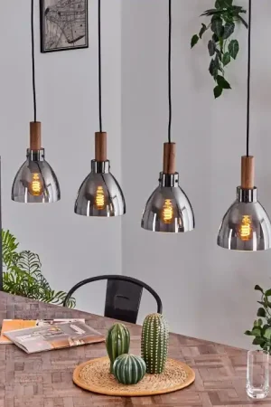 Yadekope Hanger houtlook, Zwart, 4-lichts Lage Kosten