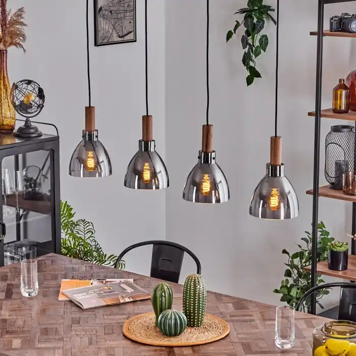 Yadekope Hanger houtlook, Zwart, 4-lichts Lage Kosten