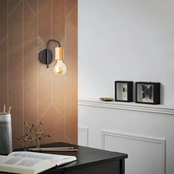 Op = Op Brilliant Elyna Muurlamp Natuurlijke kleuren, Zwart, 1-licht