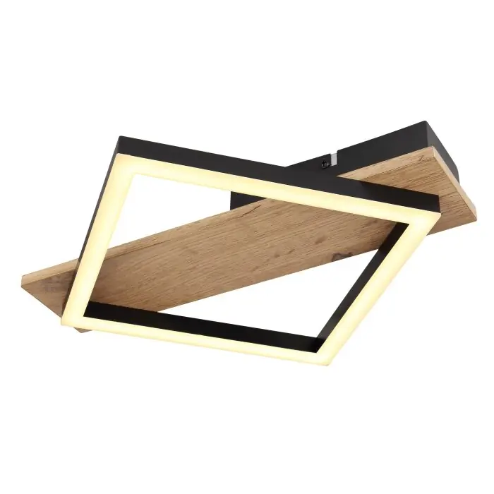 Globo BEATRIX Plafondlamp LED houtlook, Zwart, 1-licht Beste Prijs