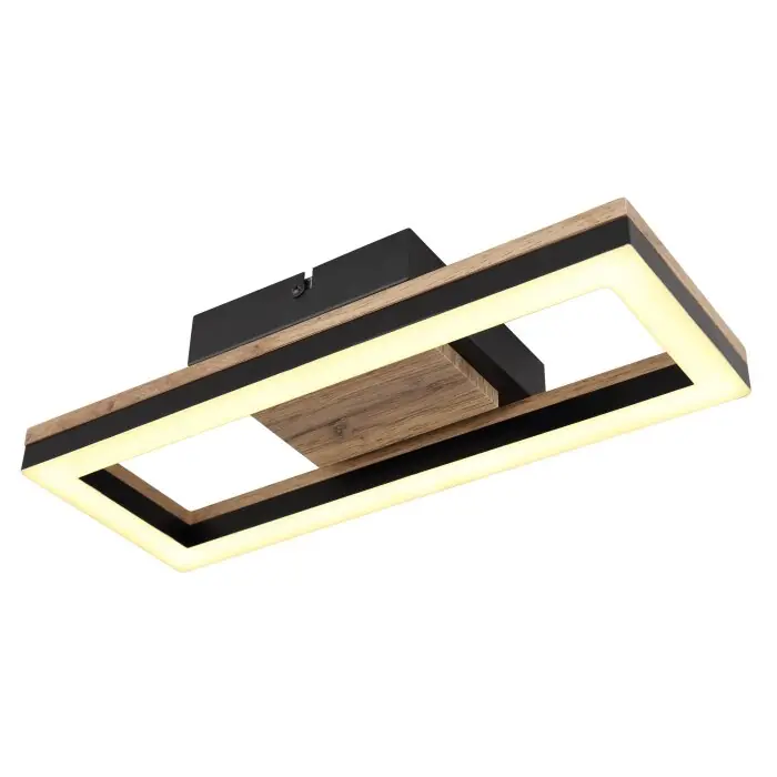 Goedkoop Globo BEATRIX Plafondlamp LED houtlook, Zwart, 1-licht