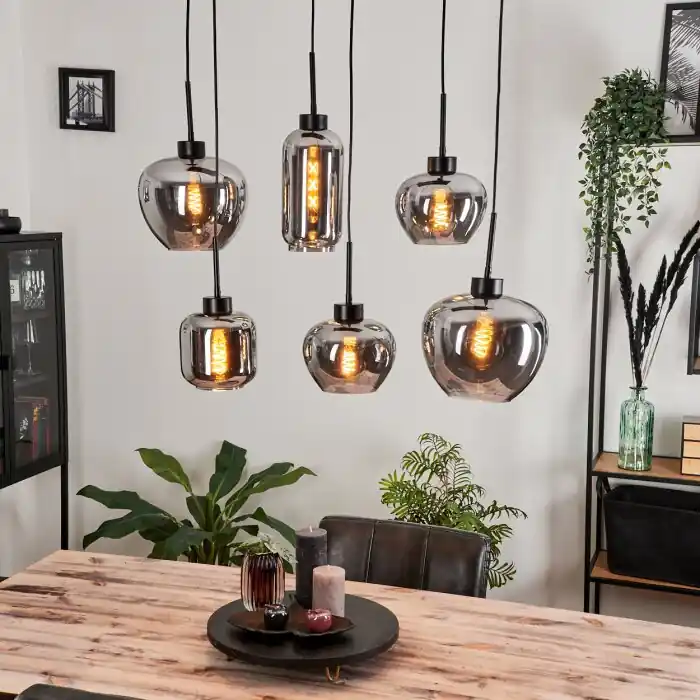 Talok Hanger Rookkleurig, 6-lichts Betrouwbaar