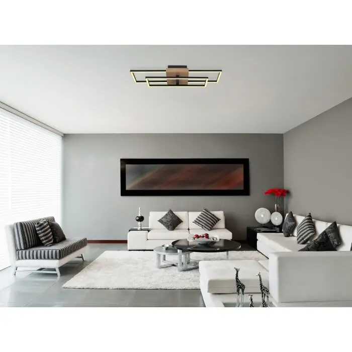 Avelal Plafondlamp LED Hout licht, houtlook, Zwart, 1-licht Koop Online