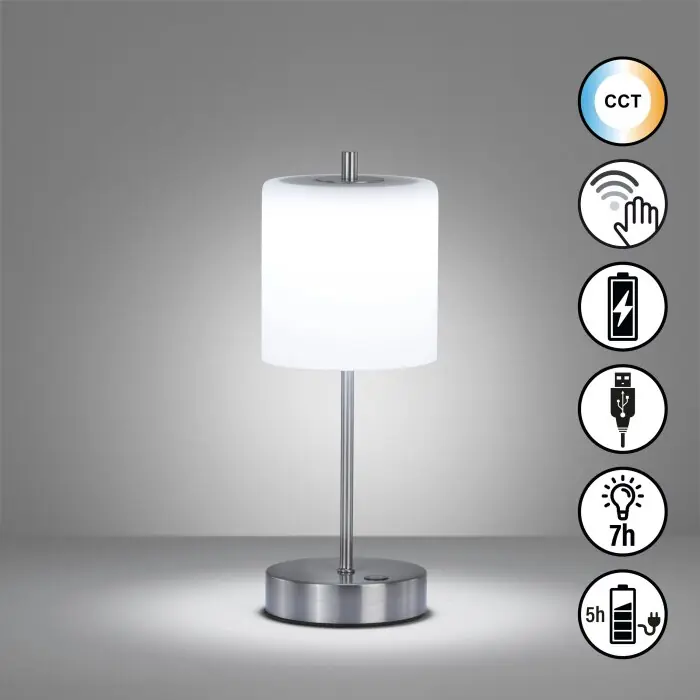 Premium FHL easy Riva Tafellamp LED Nikkel mat, 1-licht