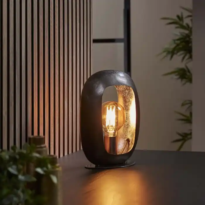 Arch Tafellamp Nikkel mat, Zwart, 1-licht Uitverkoop