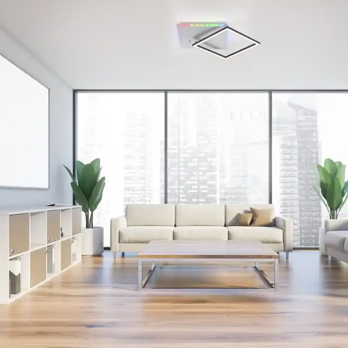 Leuchten Direkt RENDA Plafondlamp LED Zilver, 2-lichts, Afstandsbediening, Kleurwisselaar Betrouwbaar
