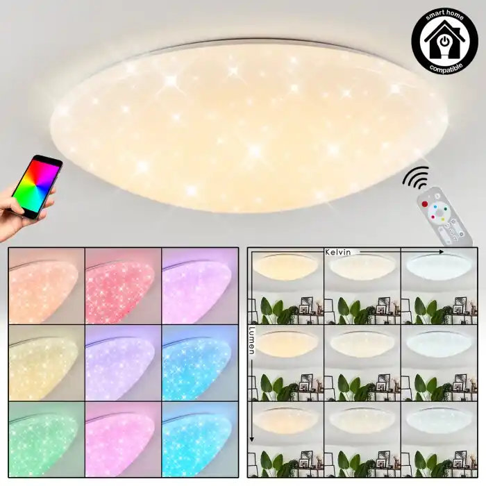 Seizoensaanbieding Melres Plafondlamp LED Wit, 1-licht, Afstandsbediening
