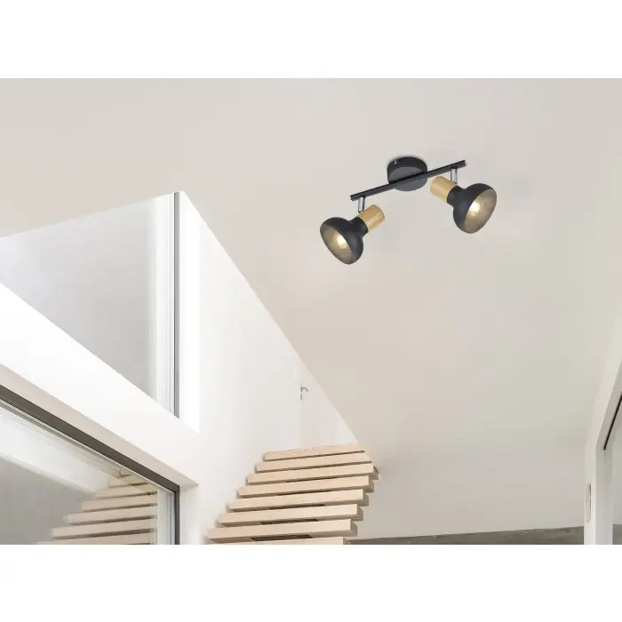 Reality Latika Plafondlamp Zwart, 2-lichts Express Levering