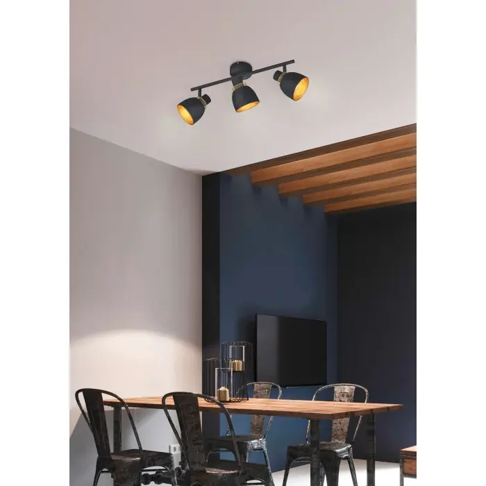 Exclusieve Aanbieding Reality Punch Plafondlamp Goud, Zwart, 3-lichts
