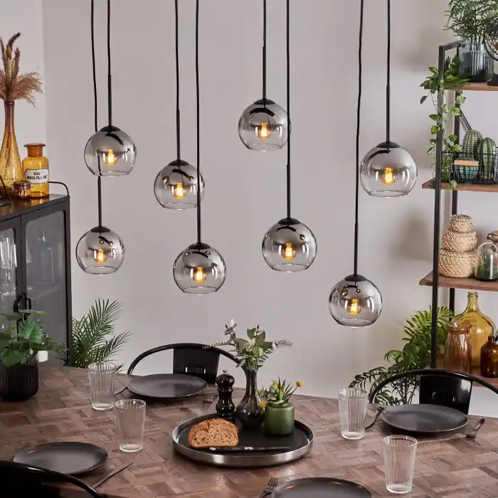 Flitsaanbieding Koyoto Hanger - Glas Chroom, Duidelijk, Rookkleurig, 8-lichts