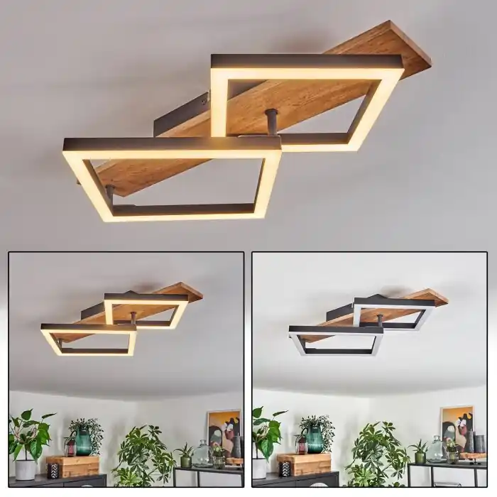 Koopje Cascada Plafondlamp Bruin, houtlook, Zwart, 1-licht