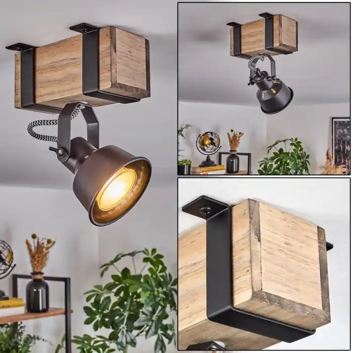 Rechtstreeks Van De Fabrikant Safari Plafondlamp Natuurlijke kleuren, Zwart, 1-licht