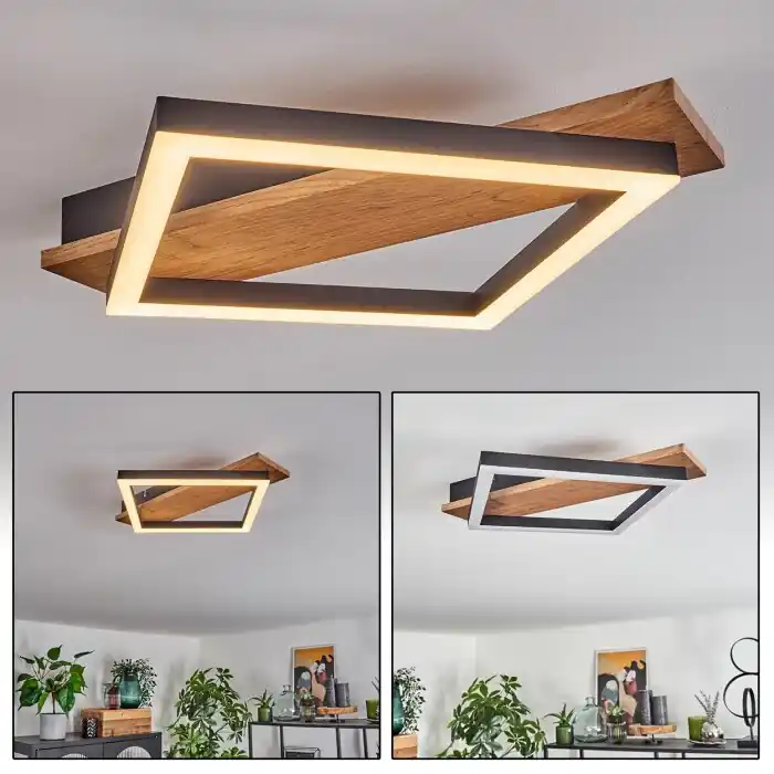 Betaalbaar Cascada Plafondlamp Bruin, houtlook, Zwart, 1-licht