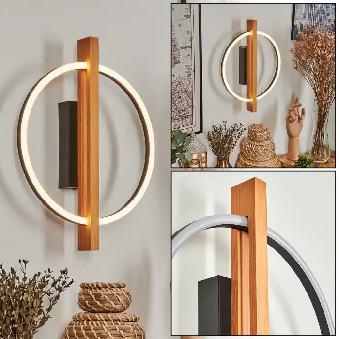Carcano Muurlamp LED Natuurlijke kleuren, Zwart, 1-licht Tijdelijk Beschikbaar