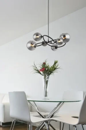 Aanbieding Globo RIHA Hanger LED Zwart, 6-lichts