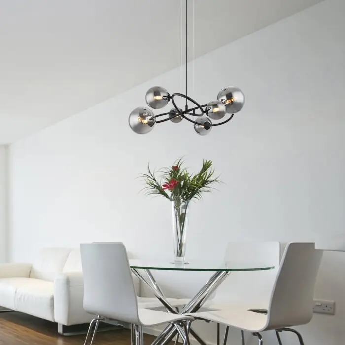 Aanbieding Globo RIHA Hanger LED Zwart, 6-lichts