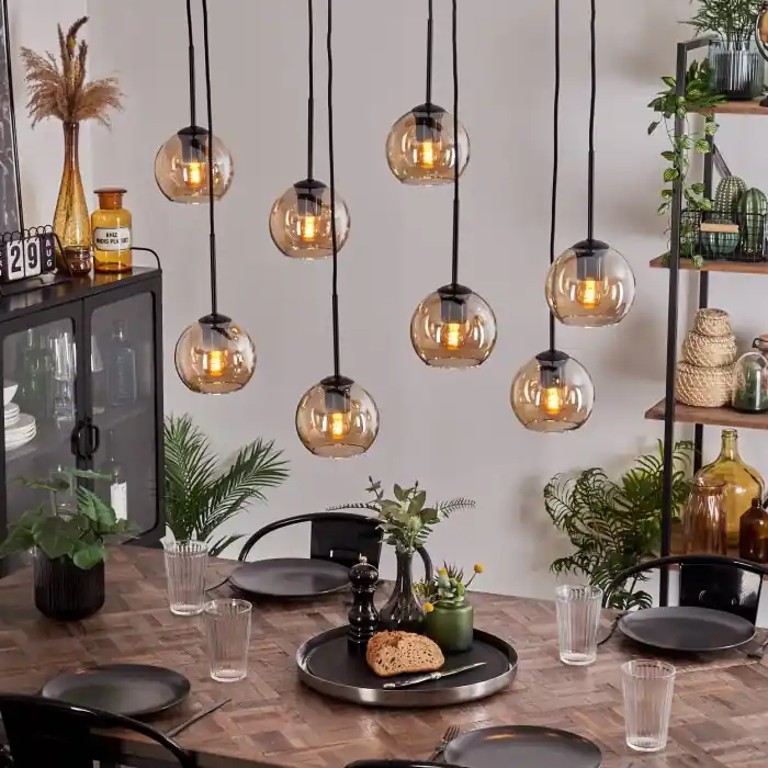 Koyoto Hanger - Glas Amber, 8-lichts Favoriet