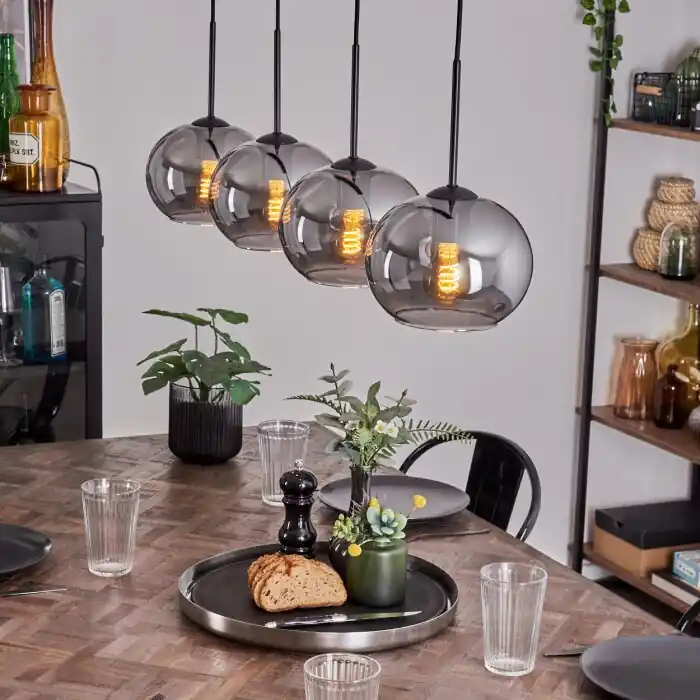 Direct Beschikbaar Apedo Hanger - Glas Rookkleurig, 4-lichts