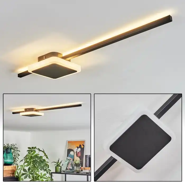 Amdal Plafondlamp LED Zwart, Wit, 2-lichts Direct Beschikbaar