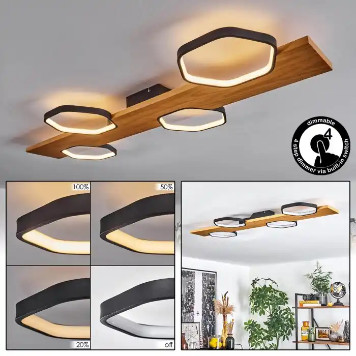 Flitsaanbieding Arminda Plafondlamp LED Natuurlijke kleuren, Zwart, 1-licht