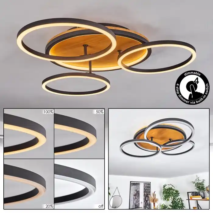 Bestseller Cardozo Plafondlamp LED Natuurlijke kleuren, Zwart, 1-licht
