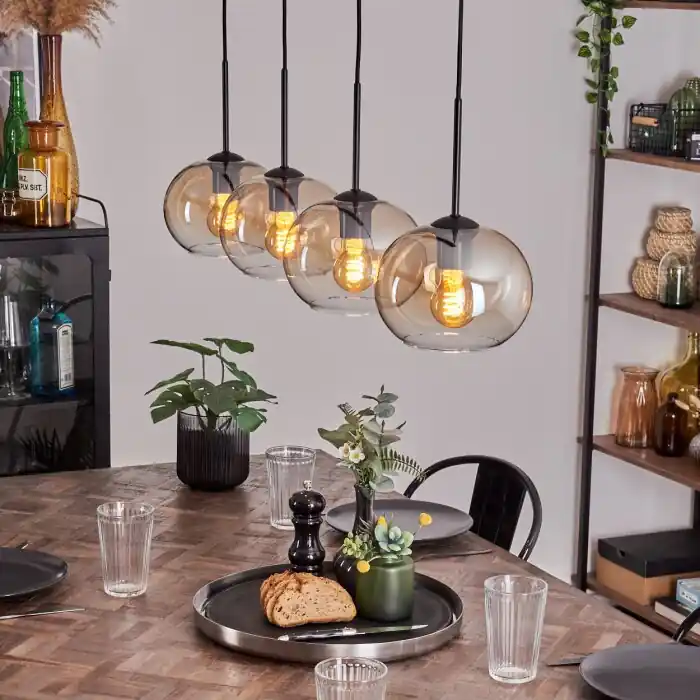 Apedo Hanger - Glas Amber, Duidelijk, 4-lichts Express Levering