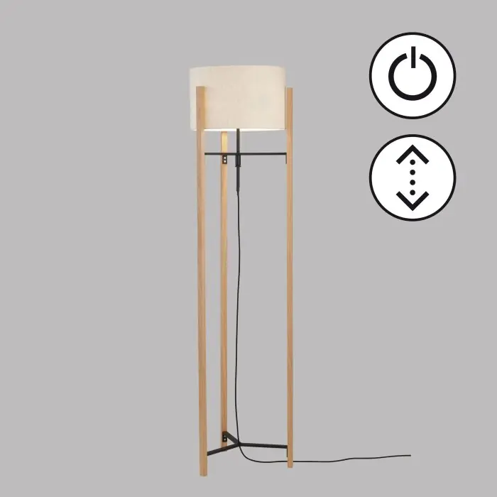 Fischer & Honsel SHINE-WOOD Staande lamp Natuurlijke kleuren, Zwart, 3-lichts Lage Prijs