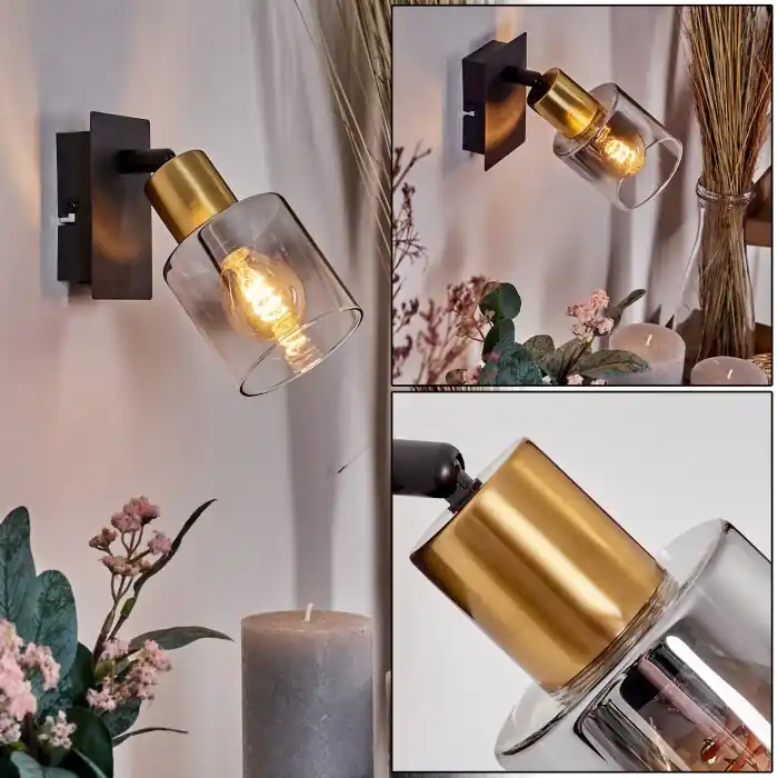 Betaalbaar Leteque Muurlamp Messing, Zwart, 1-licht