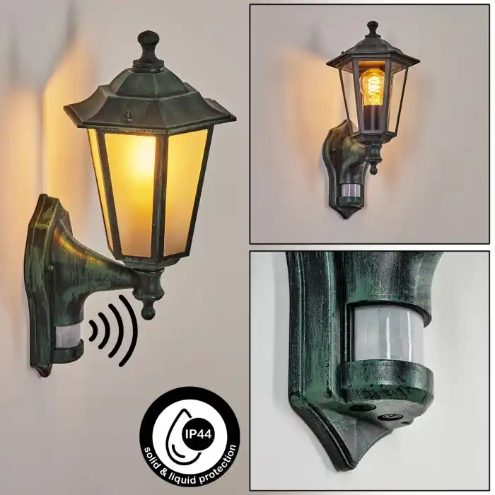 Flitsaanbieding Loria Buiten muurverlichting Groen, Zwart, 1-licht, Bewegingsmelder