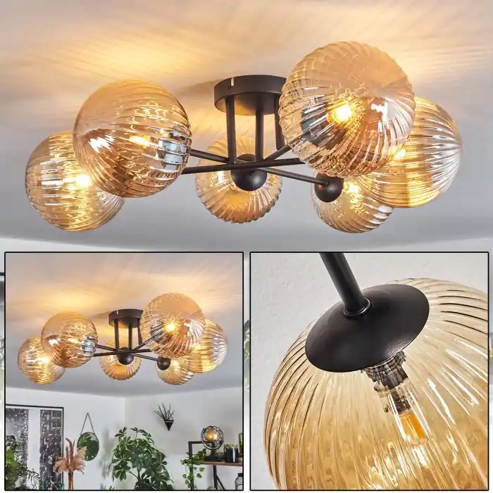 Chehalis Plafondlamp Amber, 6-lichts Hoge Kwaliteit