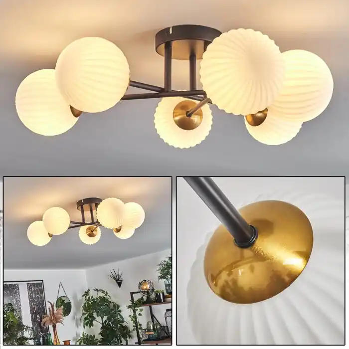 Laatste Versie Chehalis Plafondlamp Goud, Zwart, 6-lichts