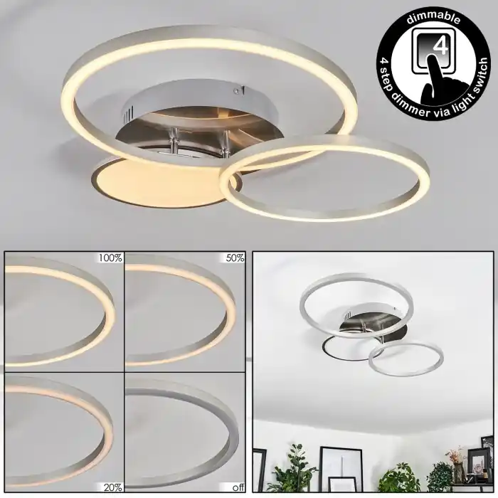 Hosum Plafondlamp LED Nikkel mat, 1-licht Actieprijs