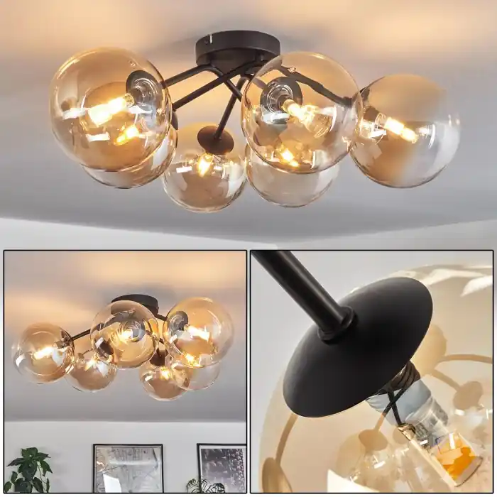 Chehalis Plafondlamp Amber, Duidelijk, 6-lichts Nieuw