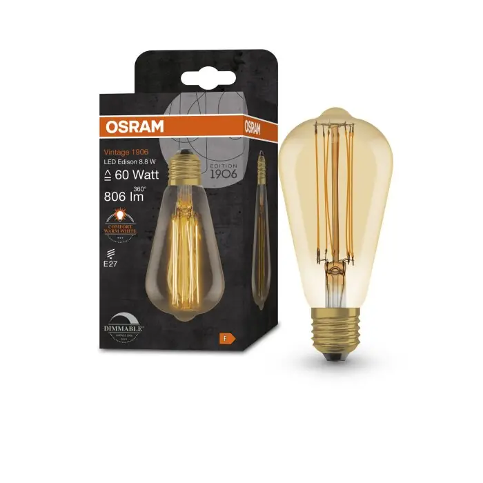 OSRAM Vintage 1906® LED E27 8,8 watt 2200 kelvin 806 lumen Favoriet