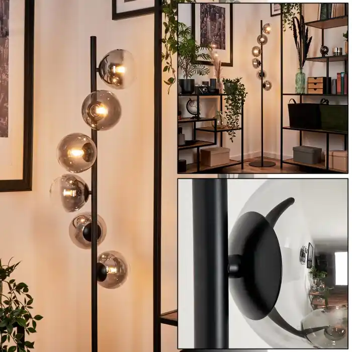 Betrouwbaar Remaisnil Staande lamp - Glas Zwart, 6-lichts