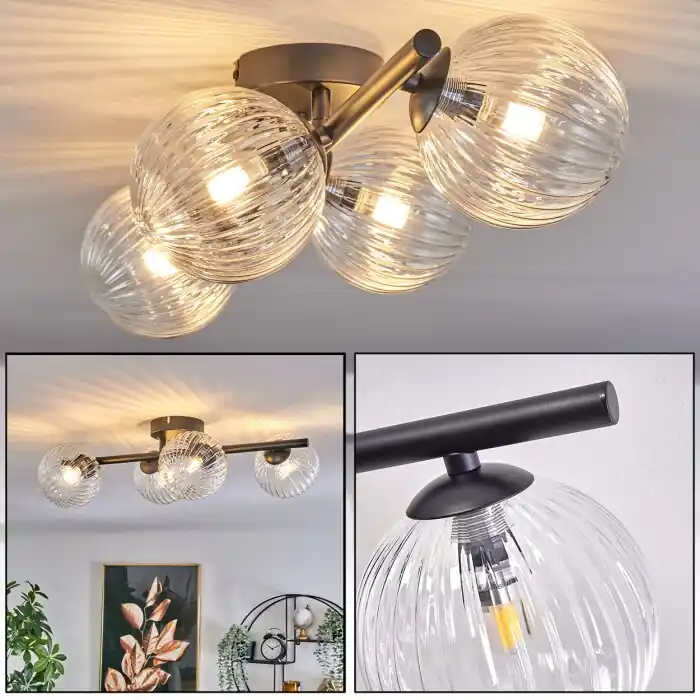 Chehalis Plafondlamp - Glas Duidelijk, 4-lichts Beperkte Voorraad
