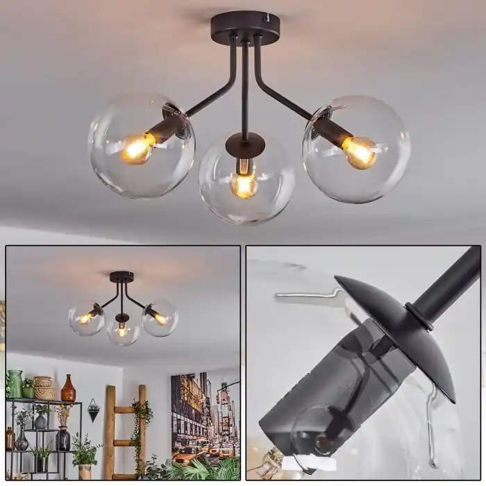 Populair Gastor Plafondlamp - Glas Duidelijk, 3-lichts