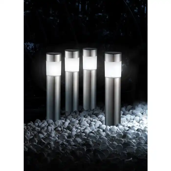 Globo CHUNGI 4er Solar verlichting set LED Roestvrijstalen kleur, 1-licht Rechtstreeks Van De Fabrikant