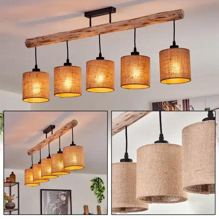 Hete Deal Soungou Plafondlamp Natuurlijke kleuren, Zwart, 5-lichts