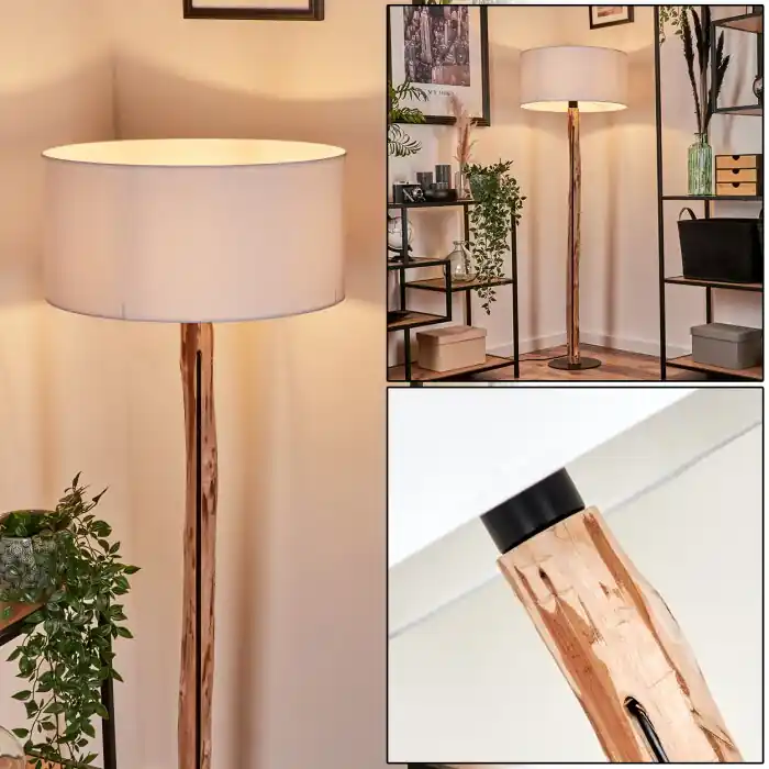 Korting Saladillo Staande lamp Natuurlijke kleuren, Zwart, 1-licht