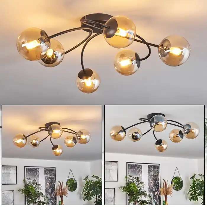 Merkproduct Chehalis Plafondlamp - Glas Amber, 6-lichts