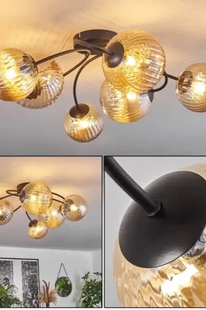 Actieprijs Chehalis Plafondlamp - Glas Amber, 6-lichts