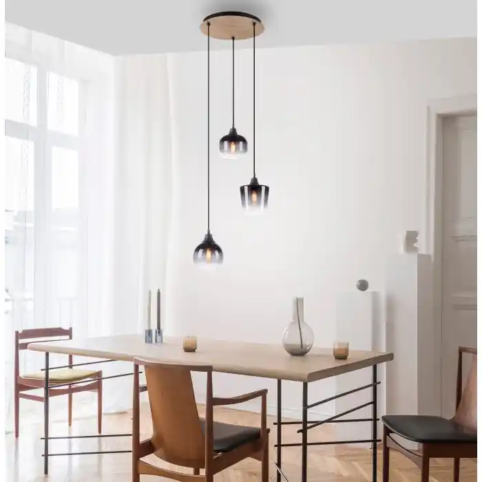 Tijdelijk Beschikbaar Leuchten-Direkt GREEN ZEA Hanglamp Natuurlijke kleuren, Zwart, 3-lichts