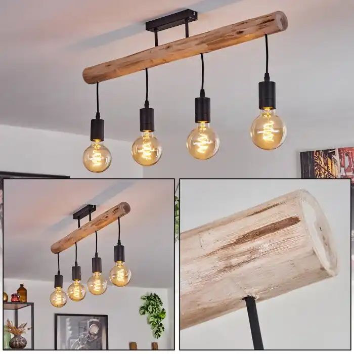 Soungou Plafondlamp Natuurlijke kleuren, Zwart, 4-lichts Seizoensaanbieding