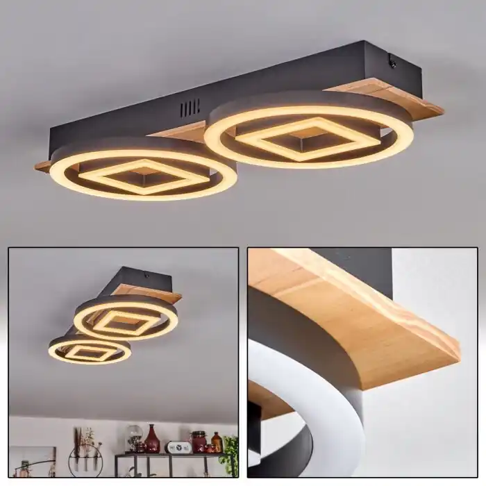 Goedkoop Taboneira Plafondlamp LED Natuurlijke kleuren, Zwart, 2-lichts