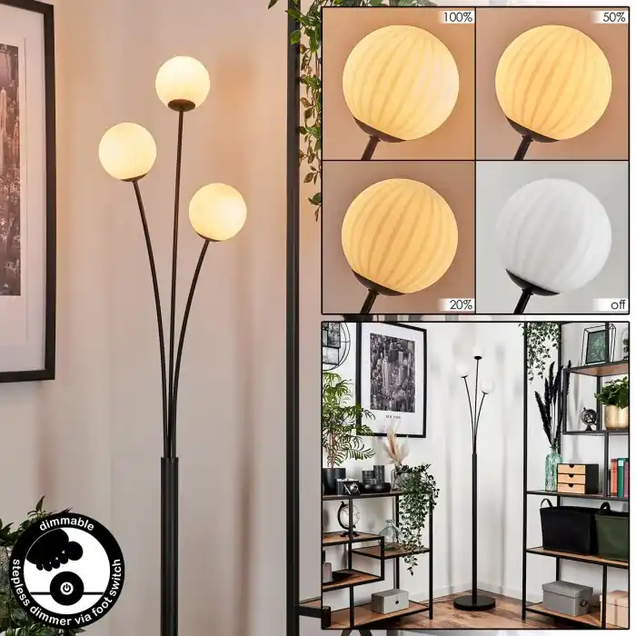 Bernado Staande lamp - Glas 10 cm Wit, 3-lichts Koop Vandaag