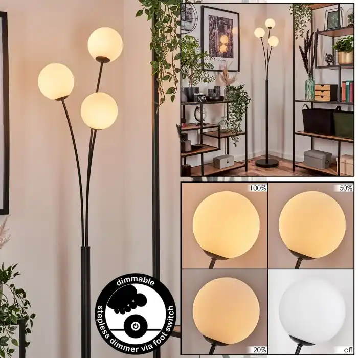 Goedkoop Bernado Staande lamp - Glas 12 cm Wit, 3-lichts