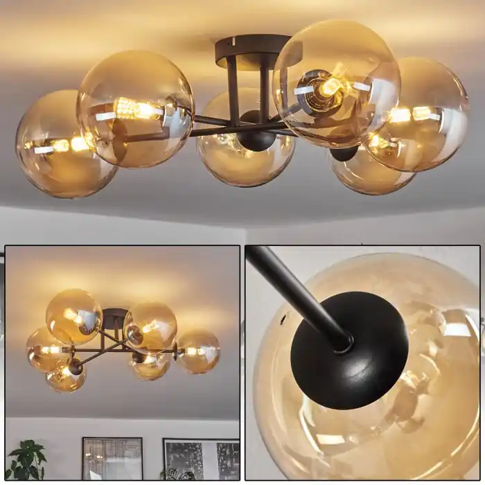Merkproduct Chehalis Plafondlamp - Glas 15 cm Amber, 6-lichts